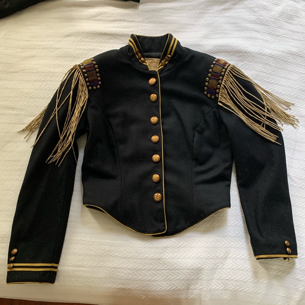 Military Vintage Jacket with Fringes and Studs
